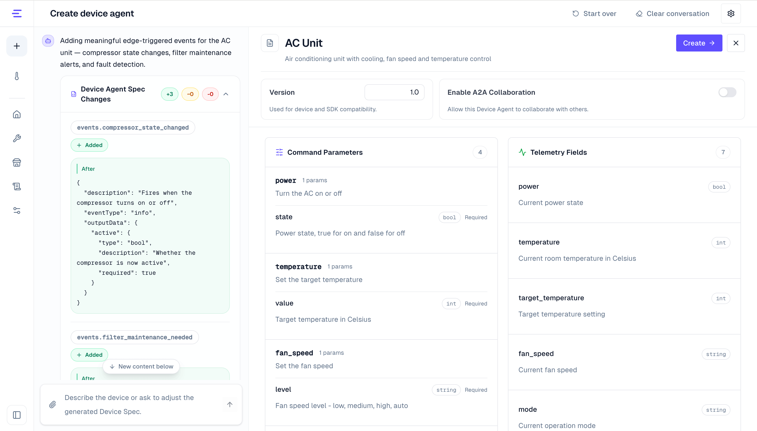 Create a Device Agent and preview the DeviceSpec