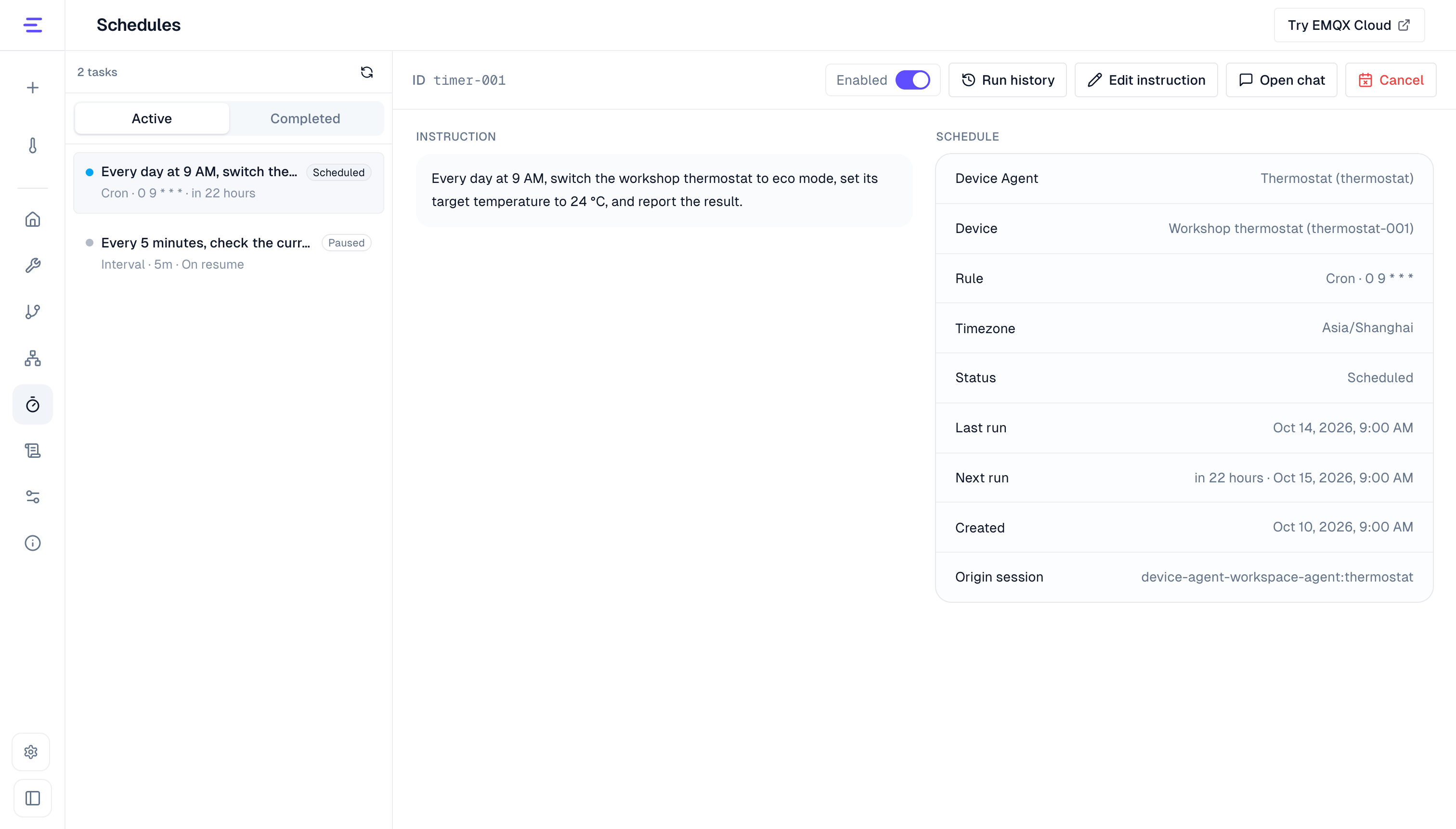 Schedules page