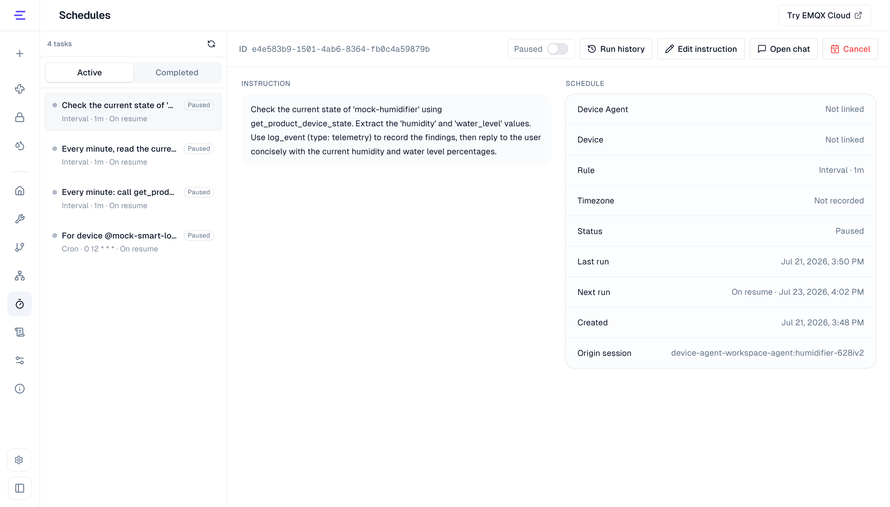 Schedules page