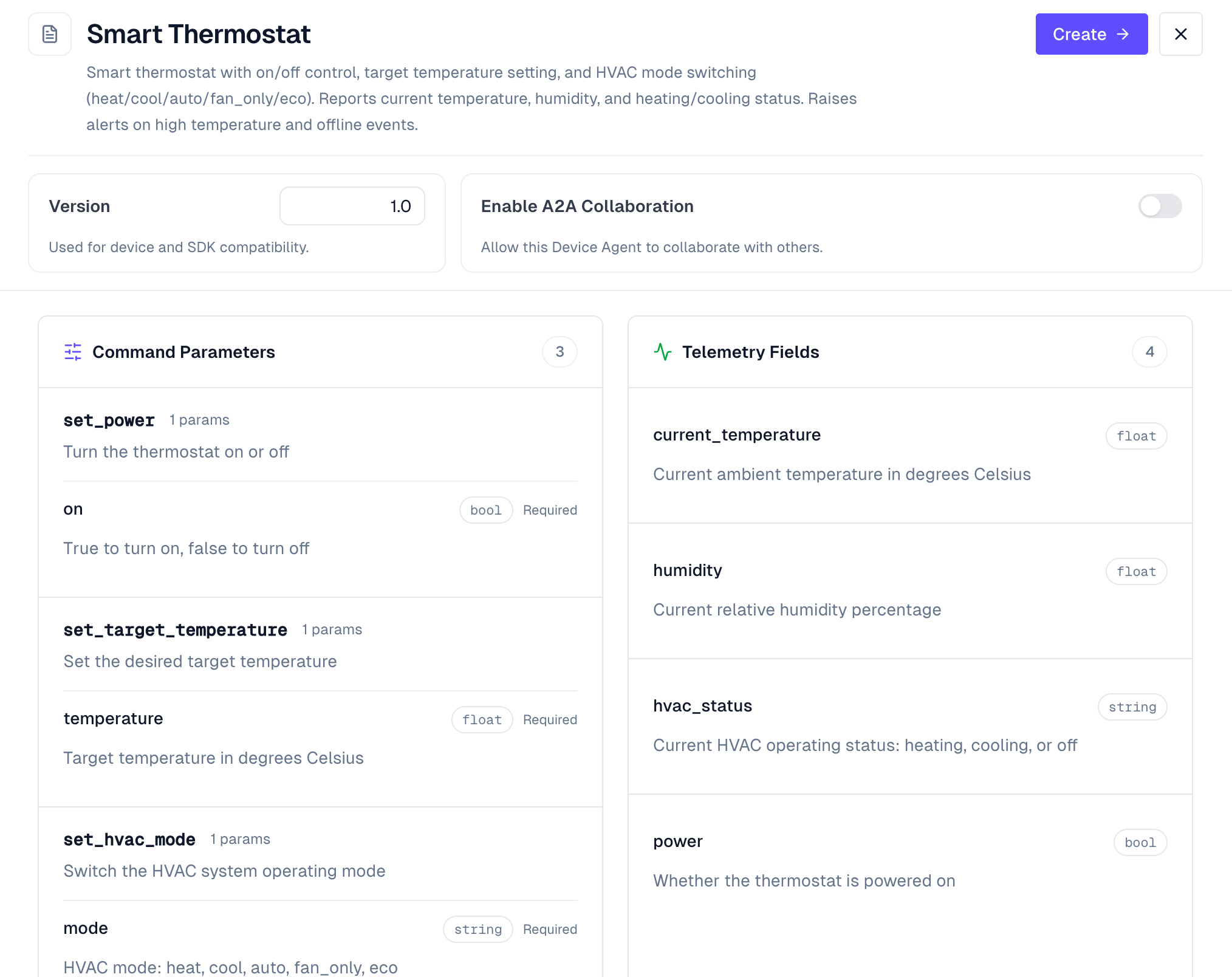 Review the thermostat DeviceSpec draft