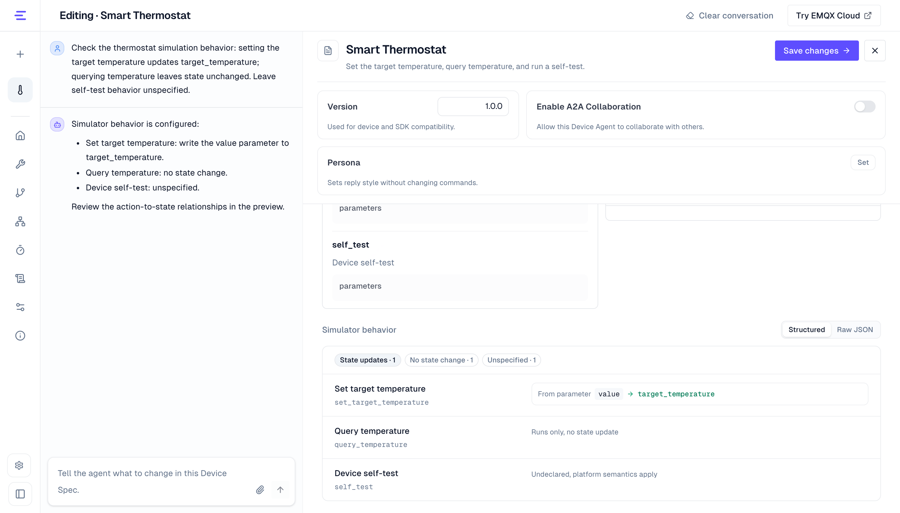 Thermostat simulator behavior preview