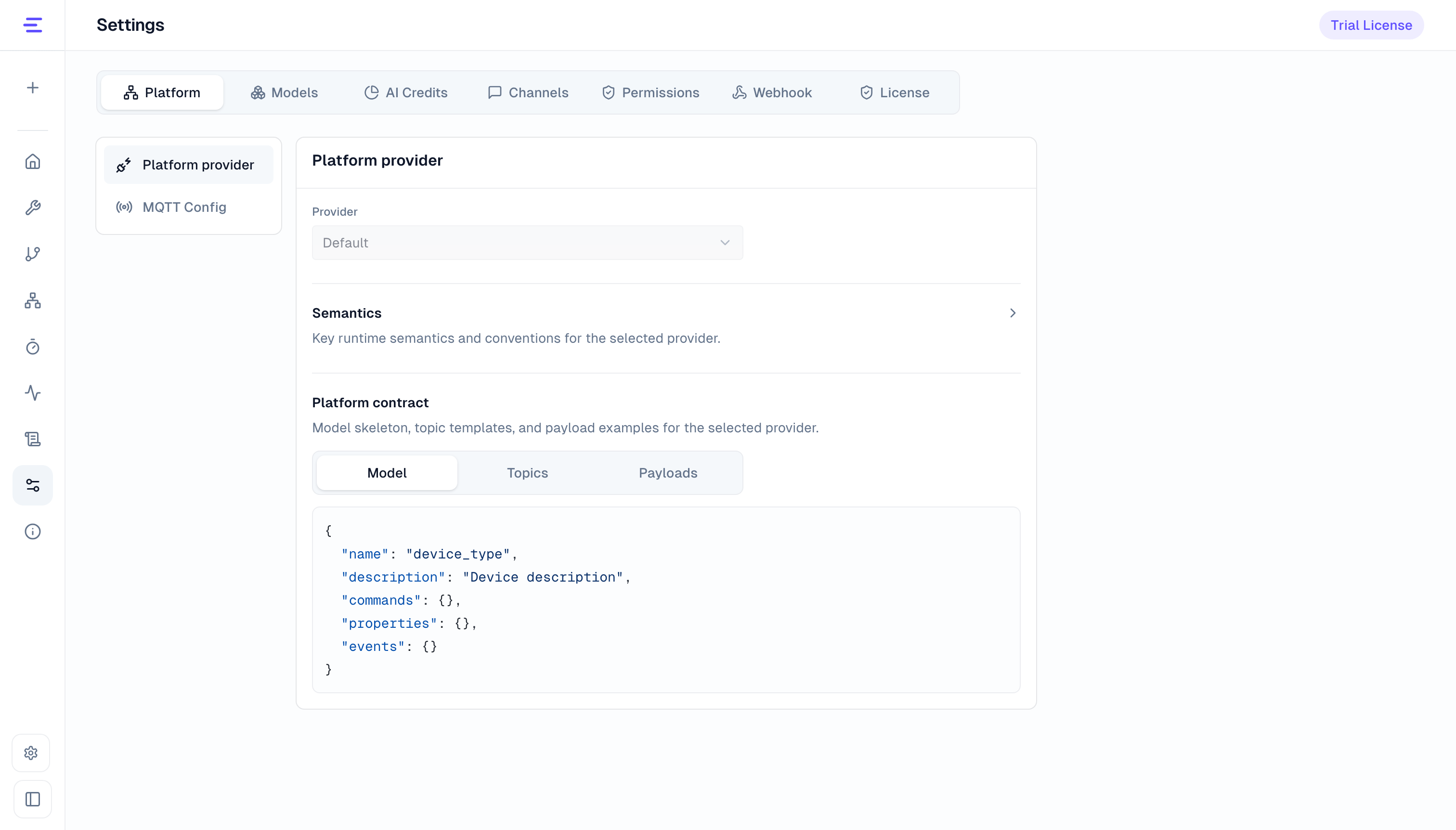 Read-only platform provider settings in a platform deployment