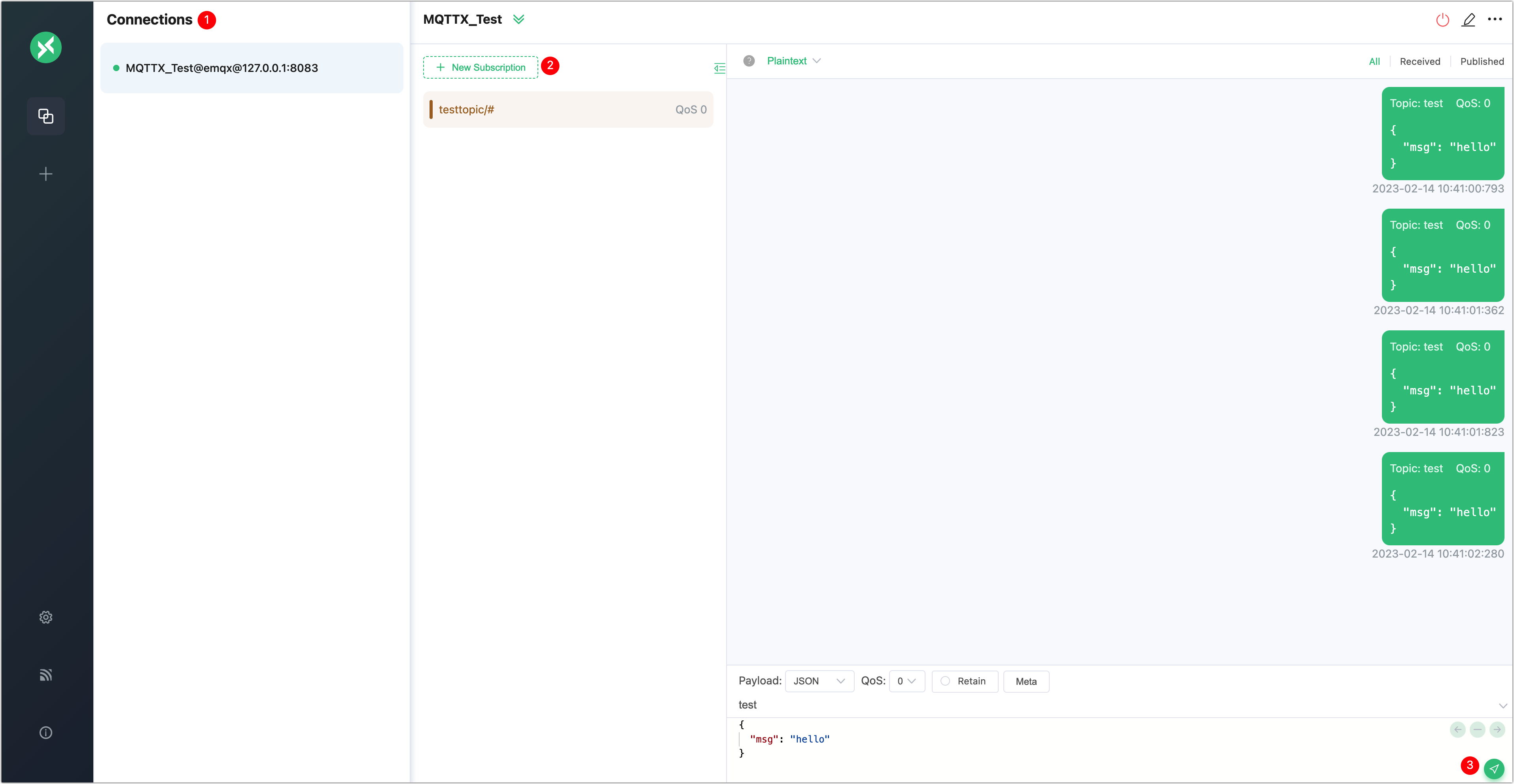 MQTT X Web test