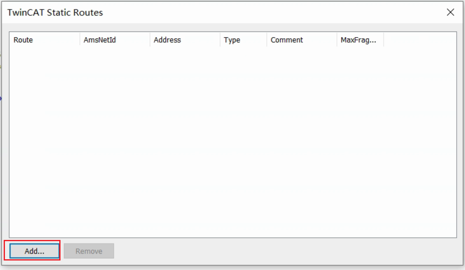 TwinCAT static routes 对话框