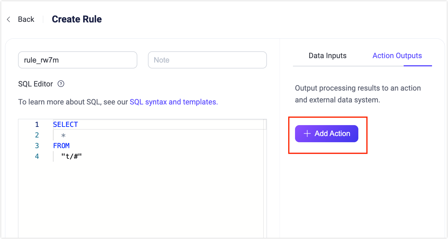 アクション追加画面