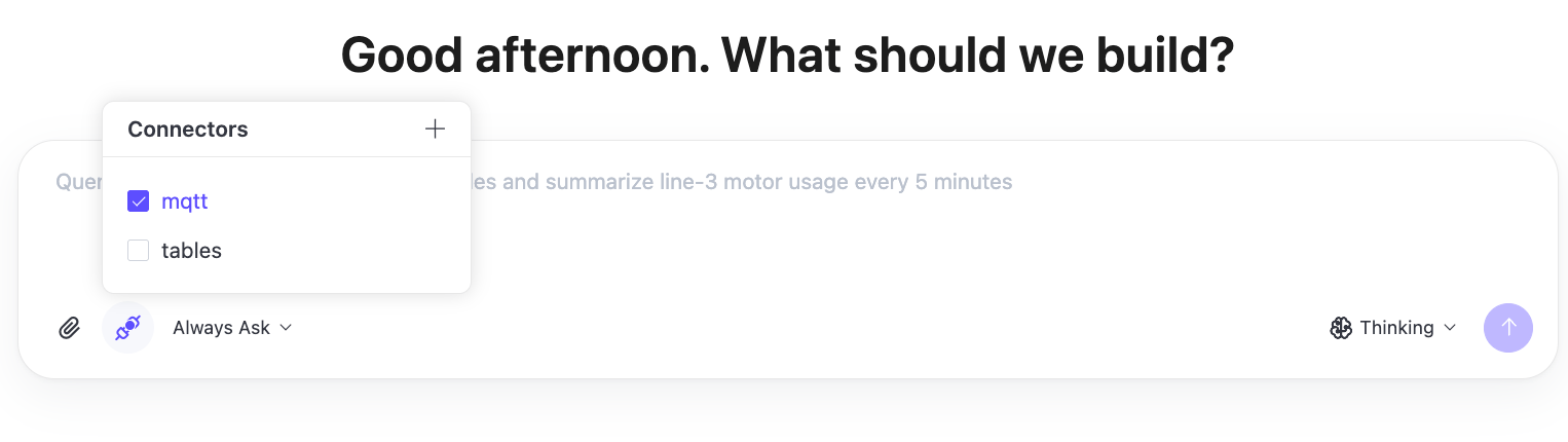 Select connectors in a chat