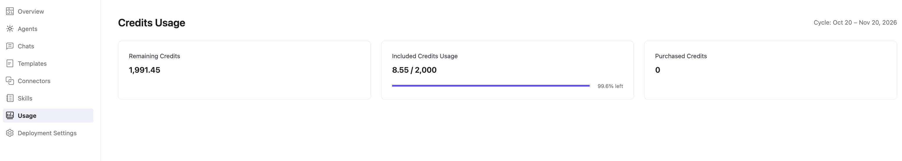 View Credits usage for an EMQX Agents deployment