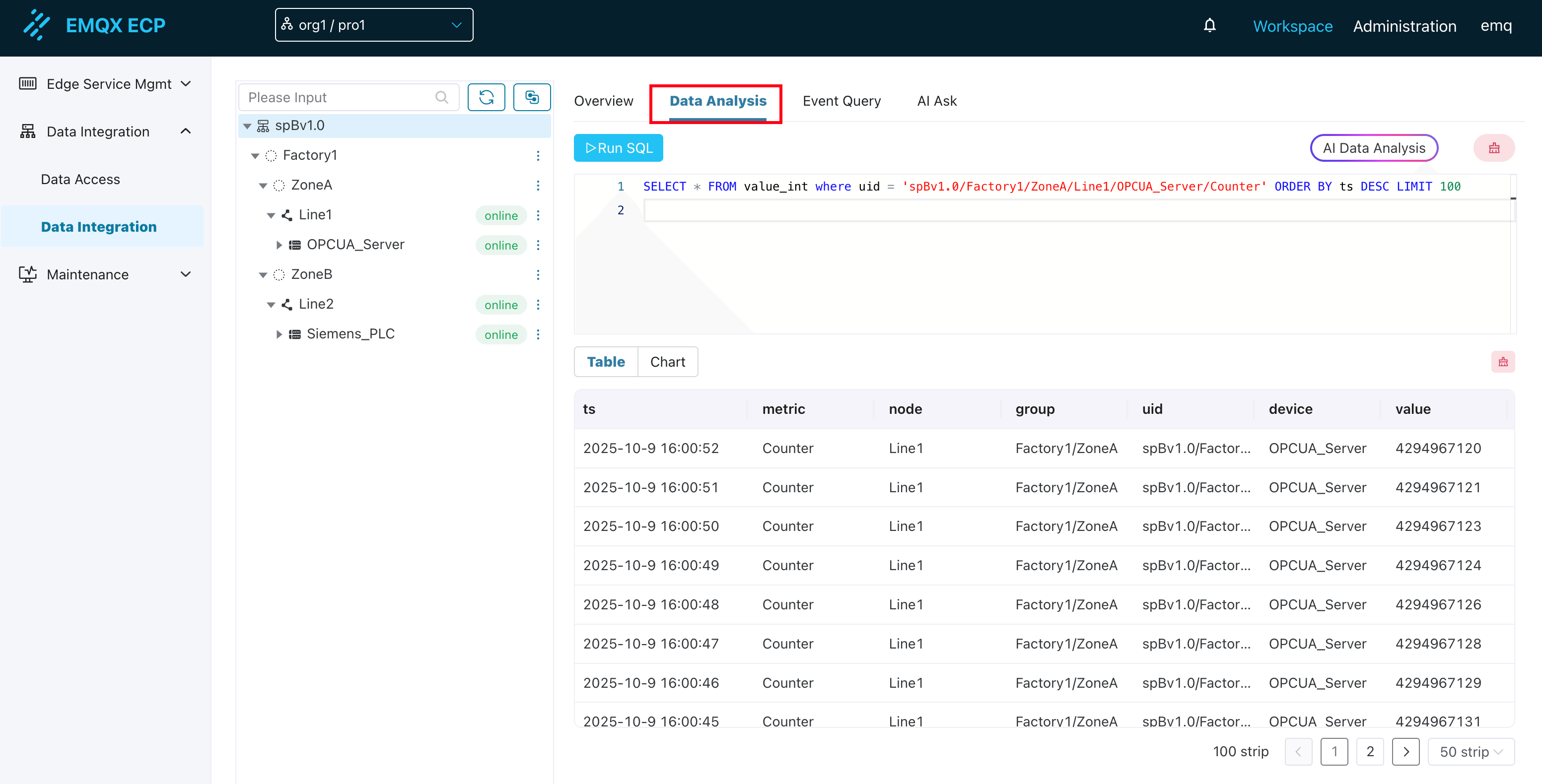 Data Analysis Interface