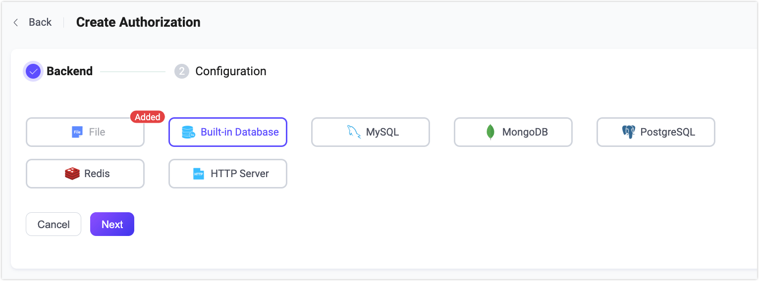ダッシュボードによる認証設定