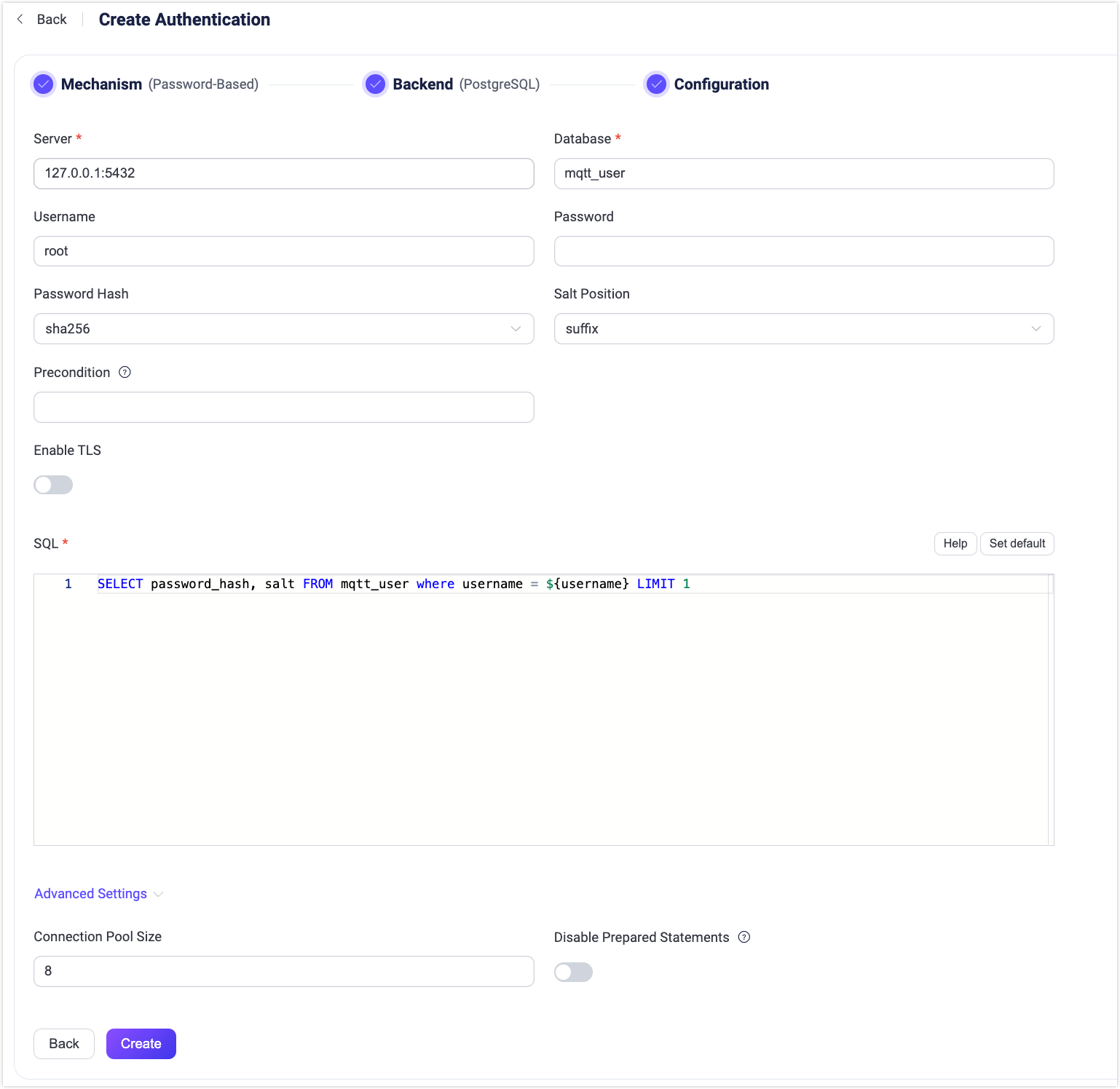 PostgreSQLによる認証