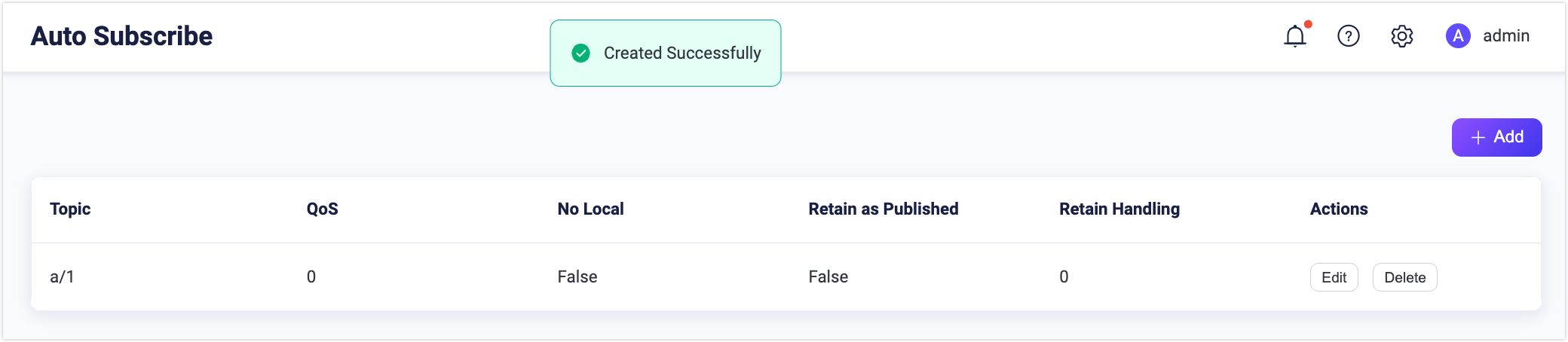Auto Subscribe設定成功画面