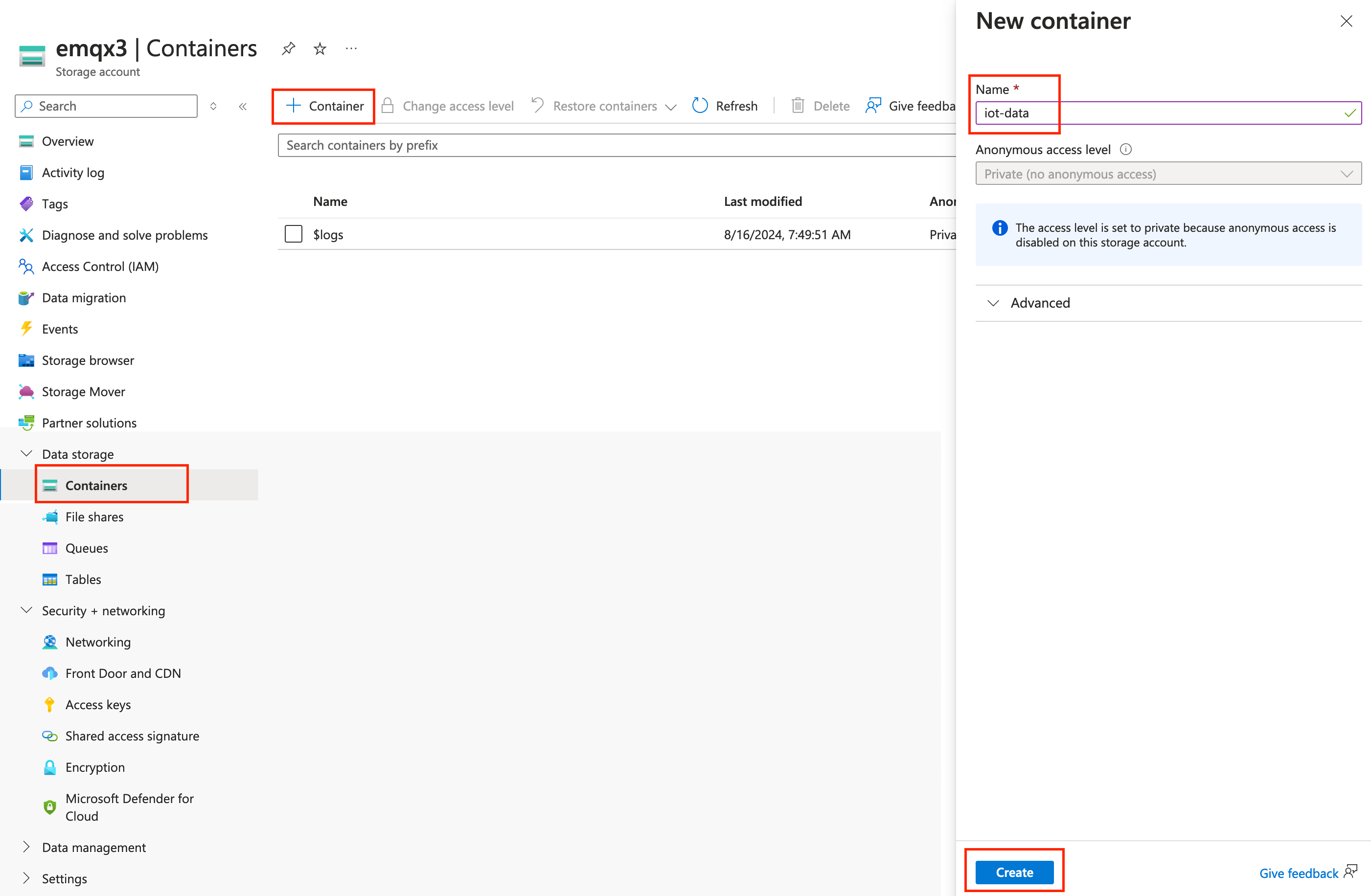 azure-storage-container-create