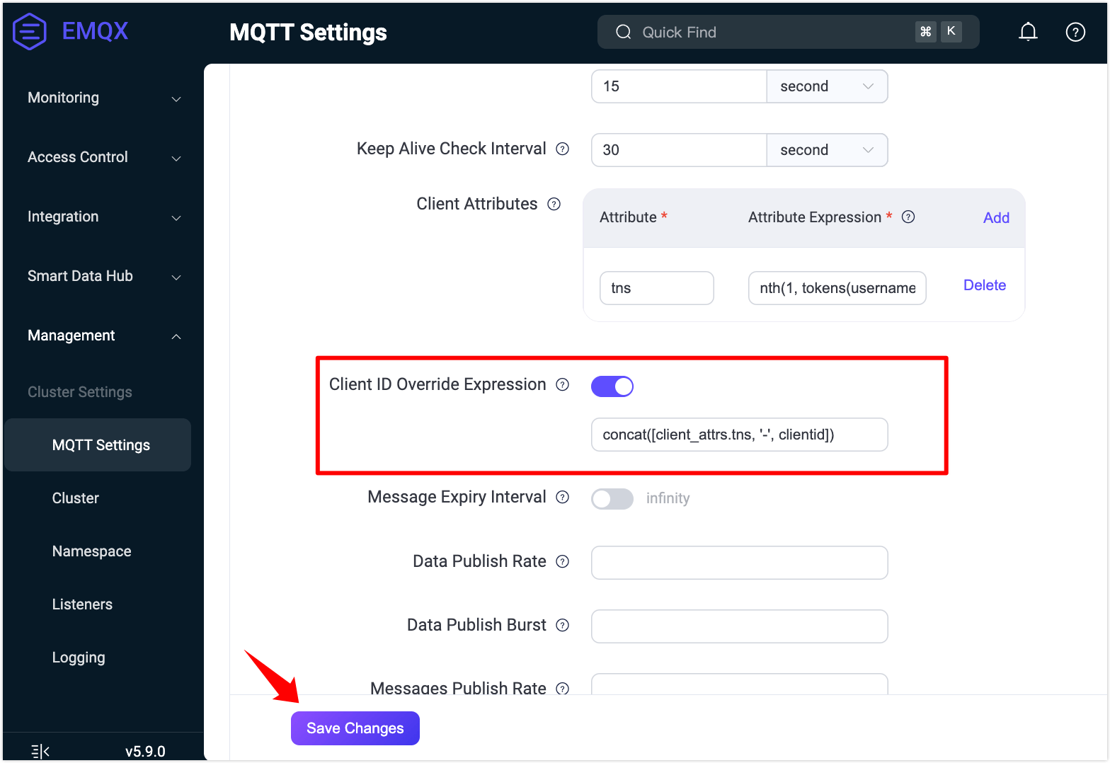 clientid_override 設定