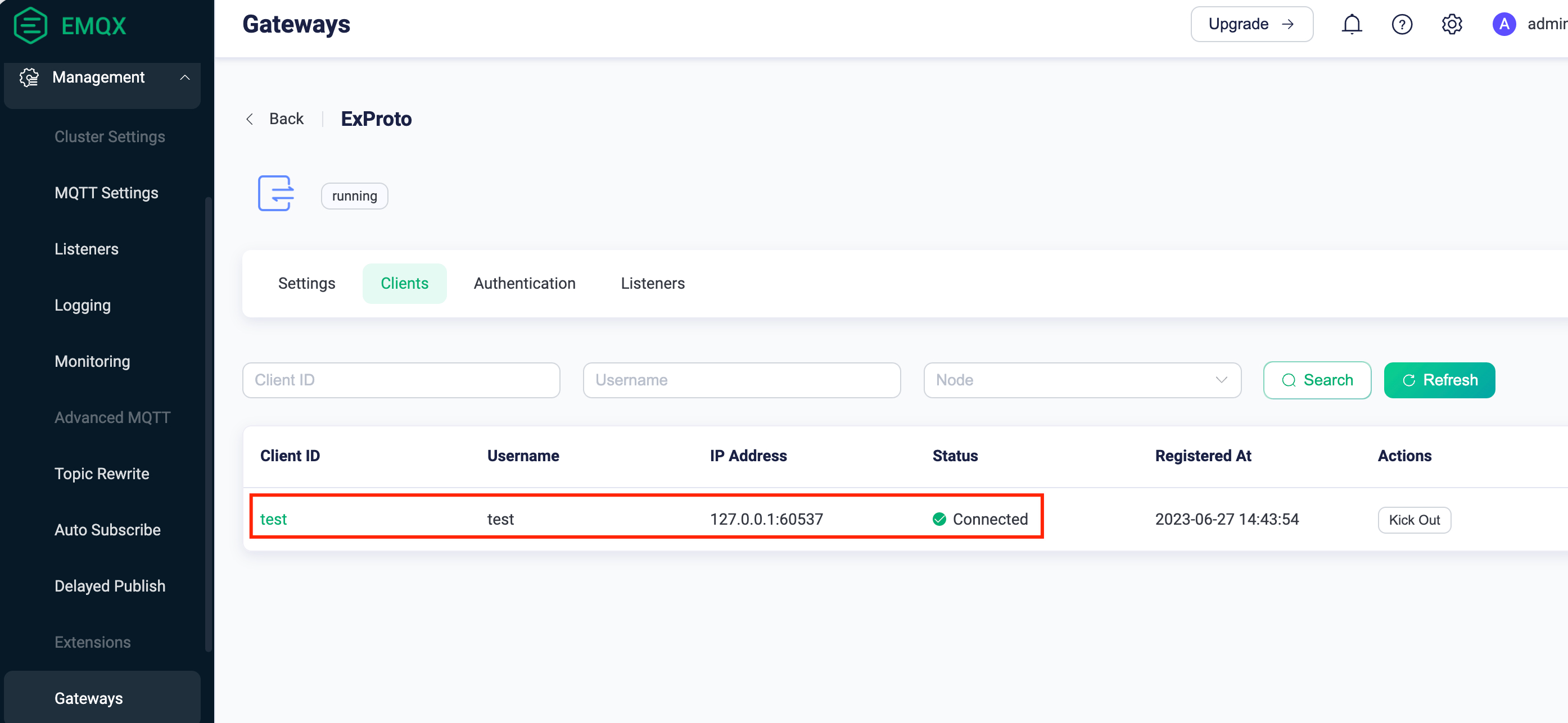 Connected ExProto Client