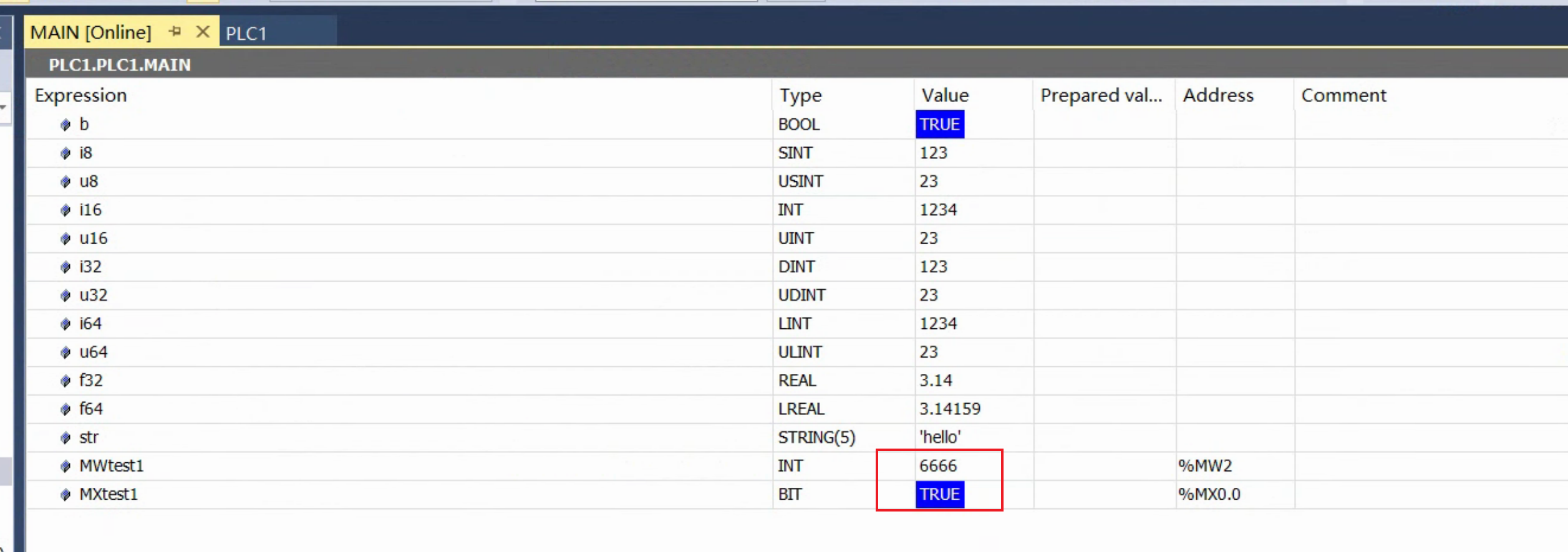 TwinCAT variable values updated