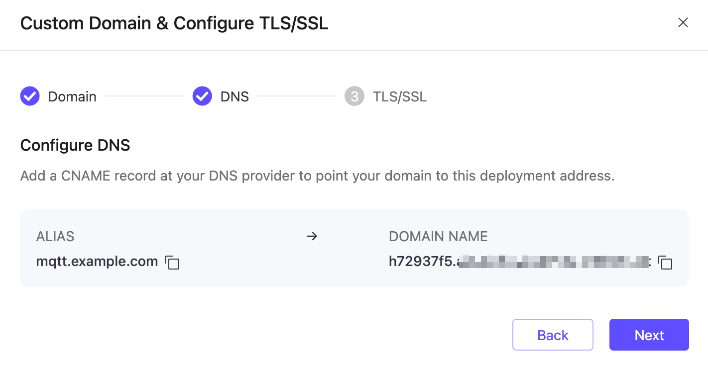 DNS configuration step