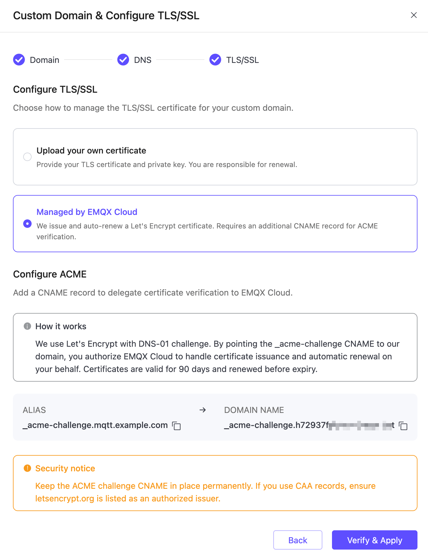Managed TLS/SSL step