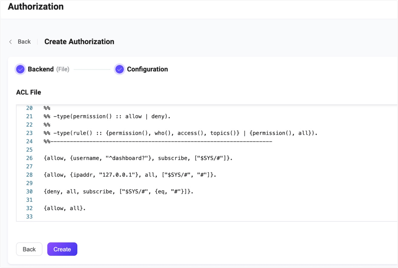 ダッシュボードでACLファイルを編集