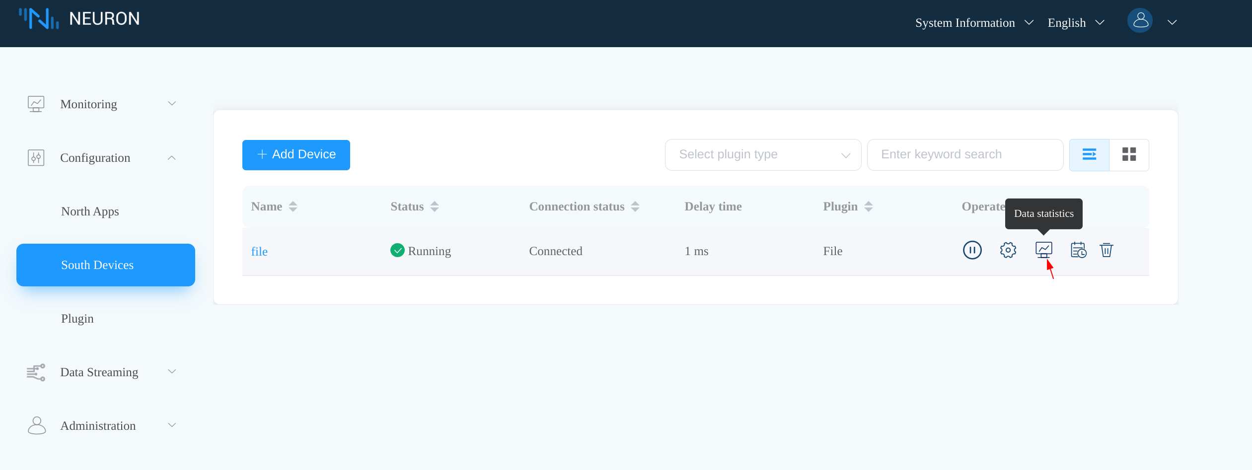 Neuron dashboard Data Statistics icon