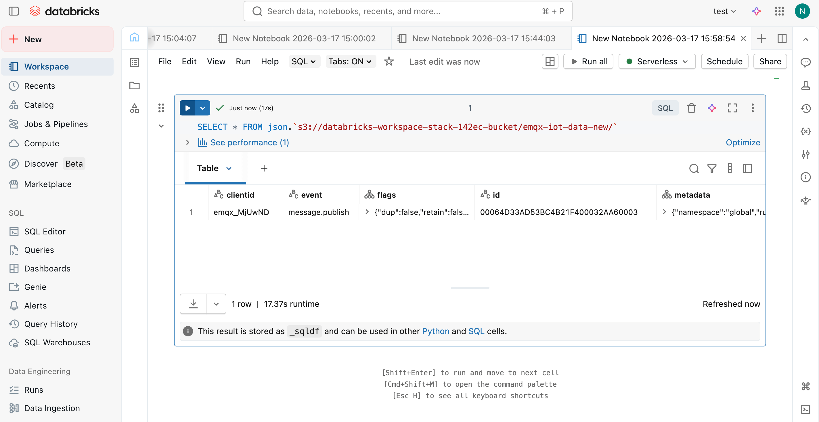 Databricks Query Result