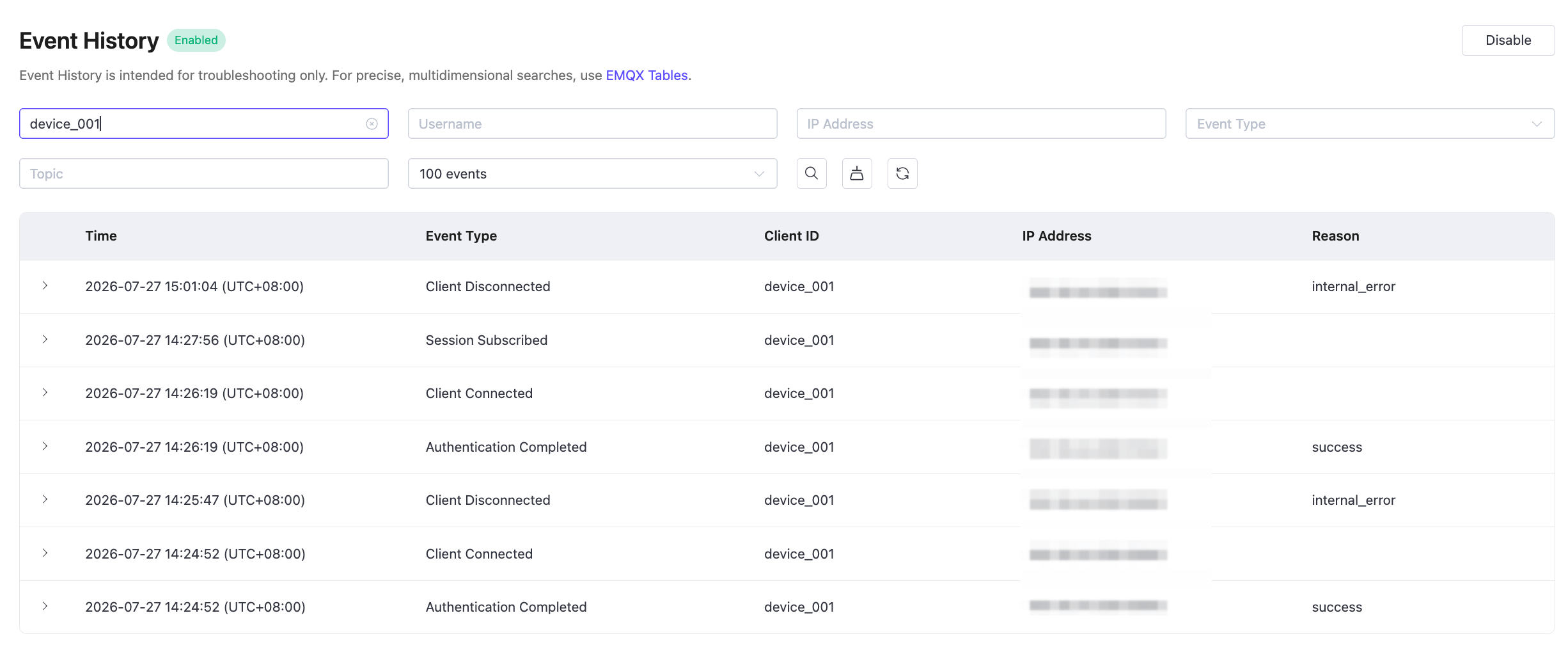 Filter and query events