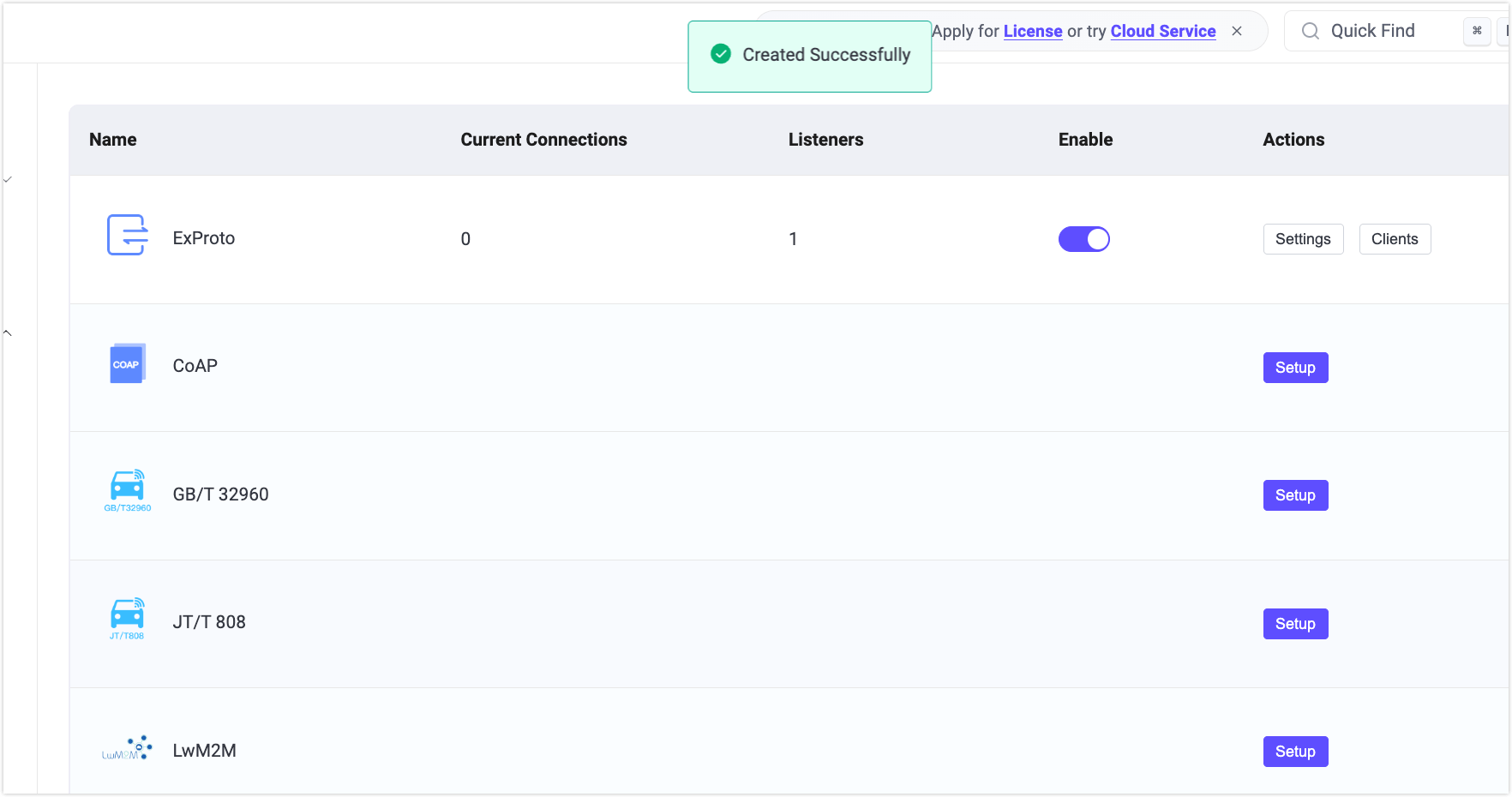 Enabled ExProto gateway