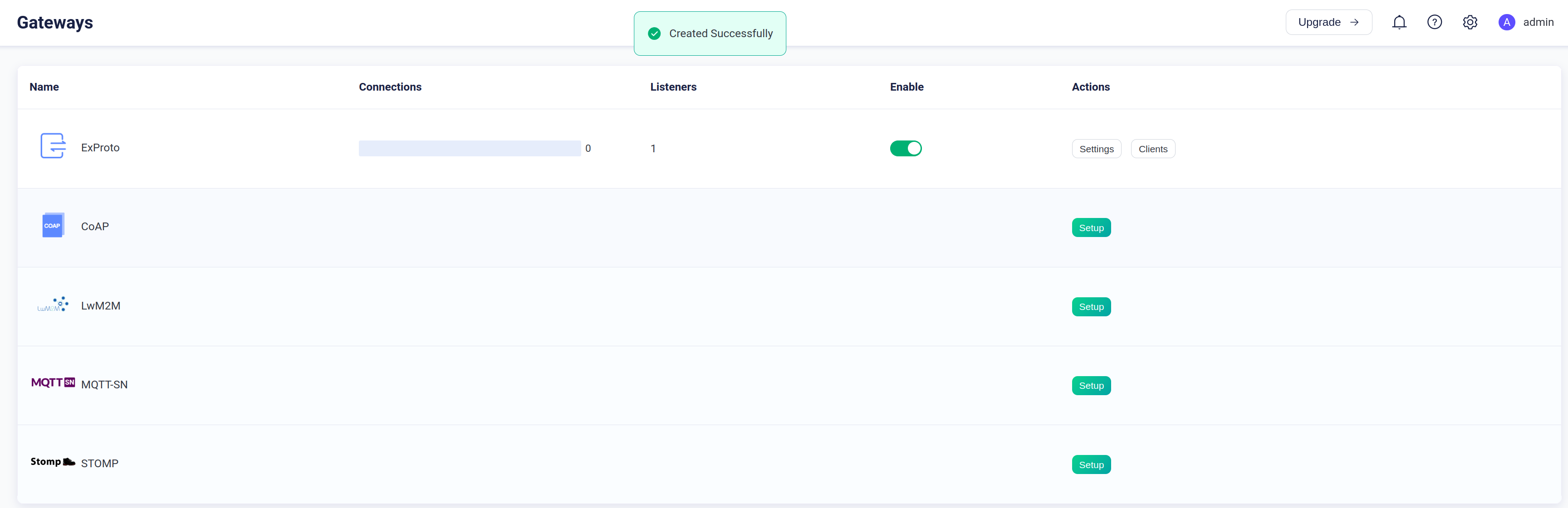 Enabled ExProto gateway