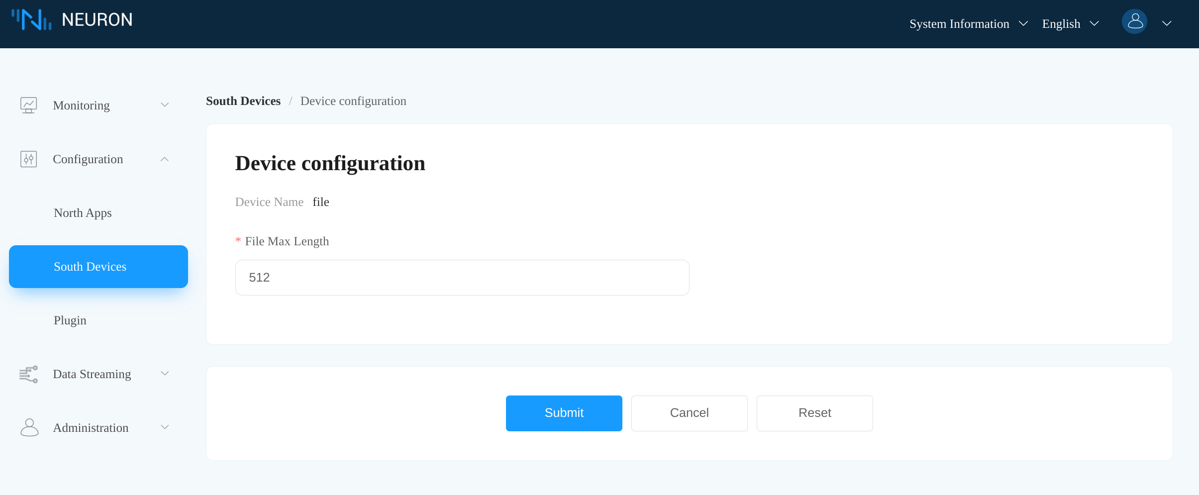 Configure the file node in the Neuron dashboard