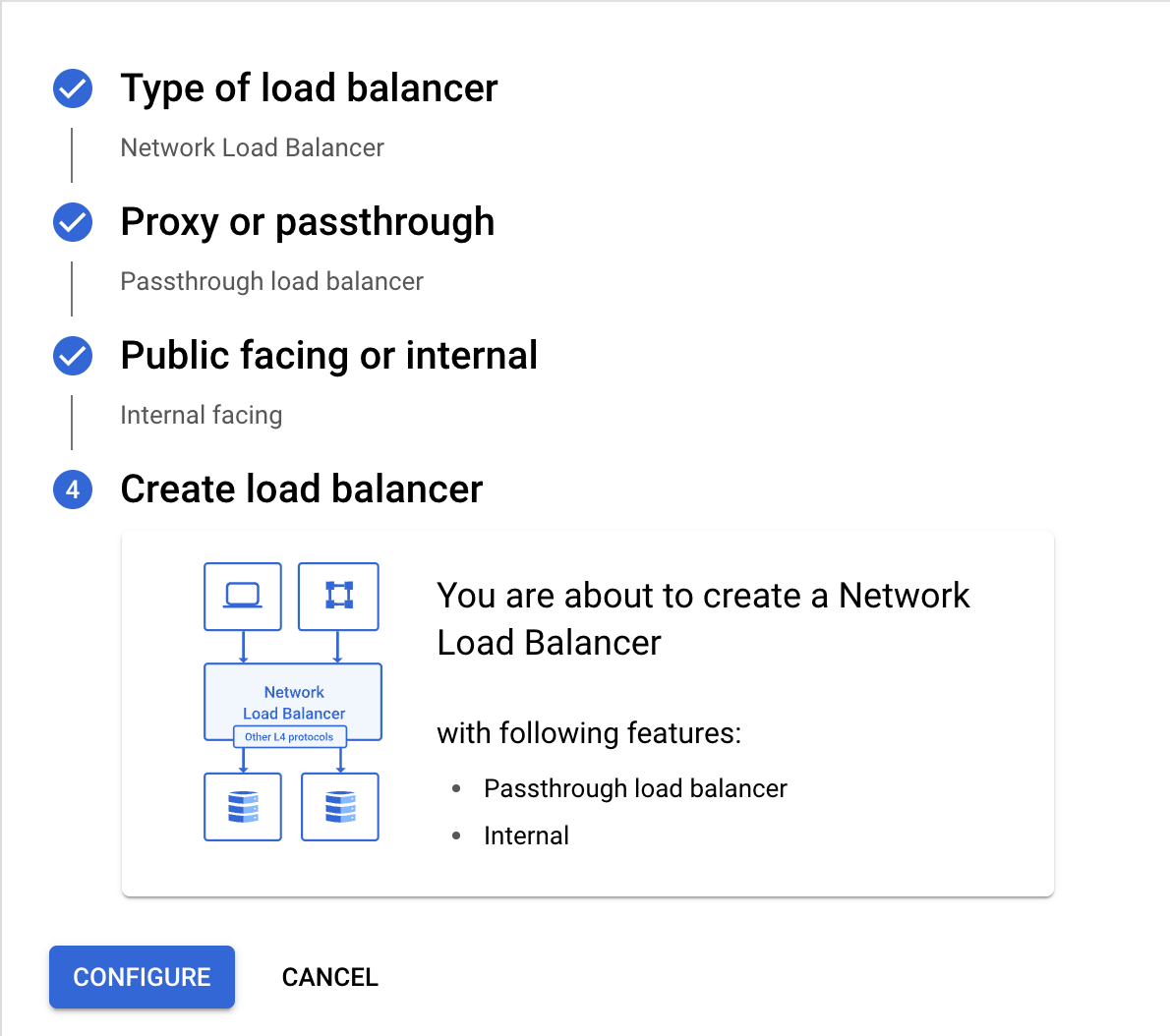 内部ロードバランサー作成画面