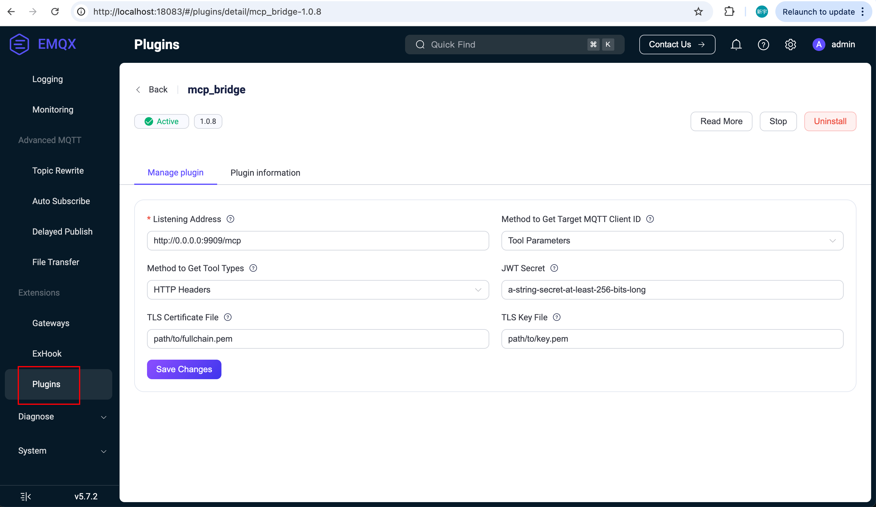 MCP Bridge Plugin Configuration