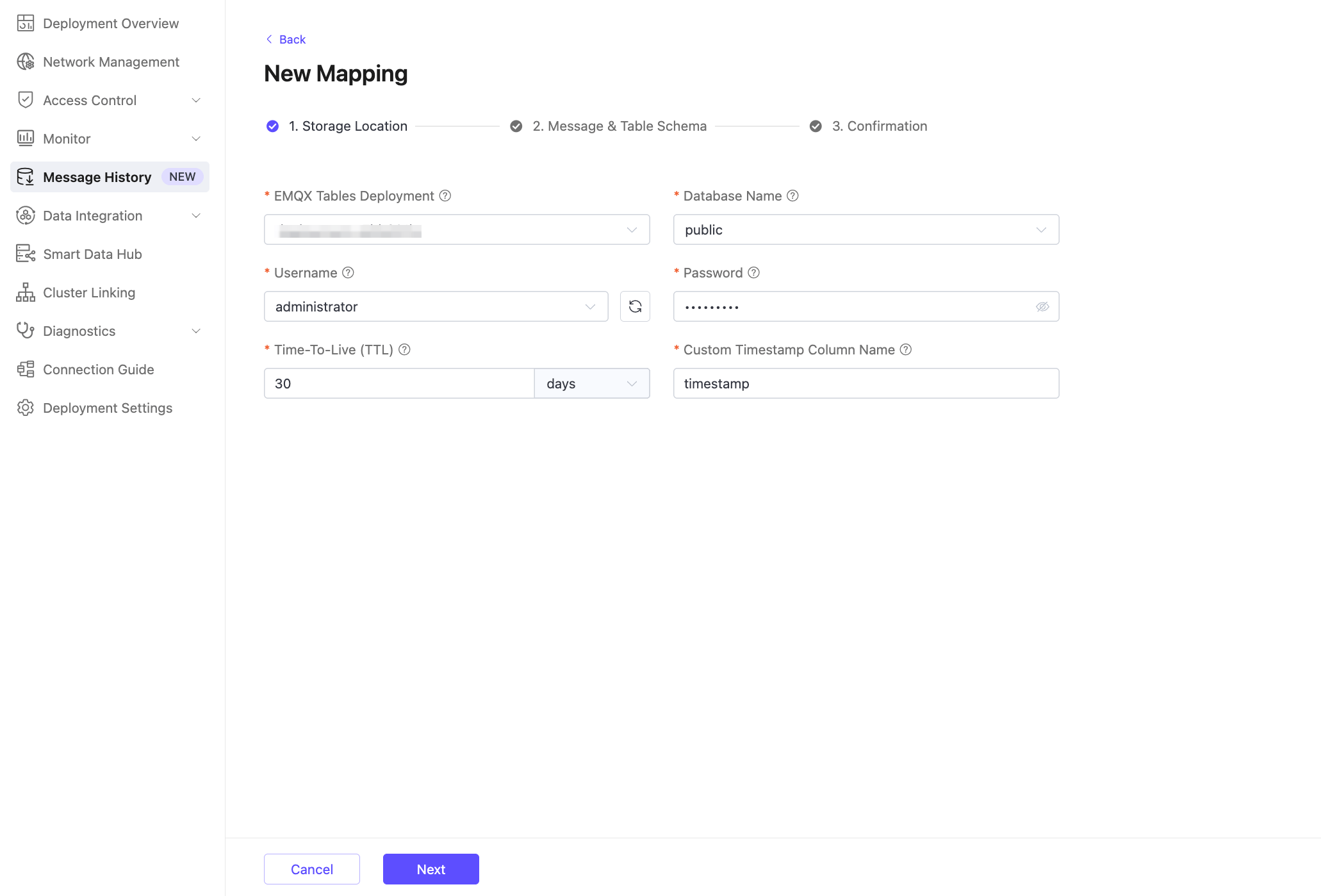 Configure the storage location