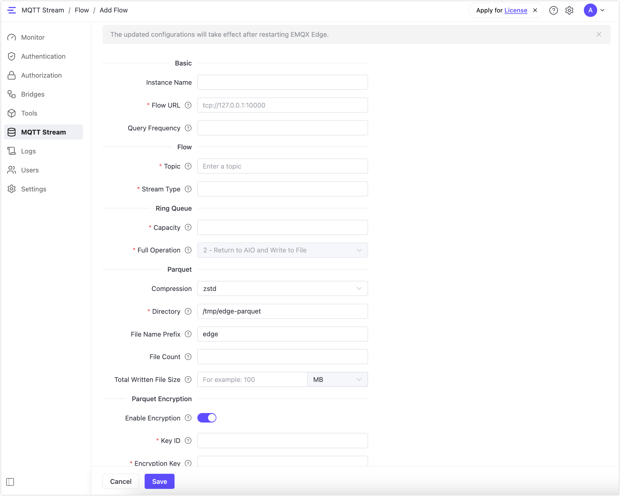 Add Flow form