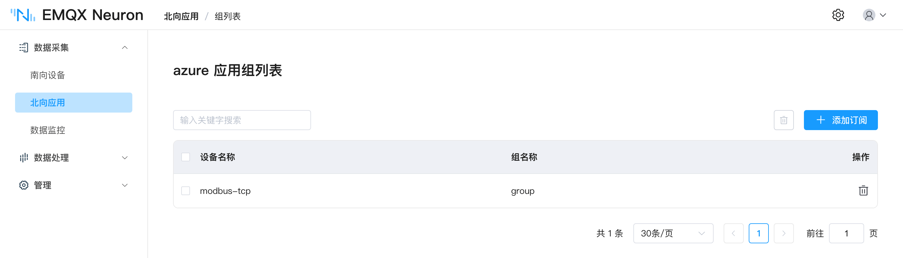 azure node subscribe list