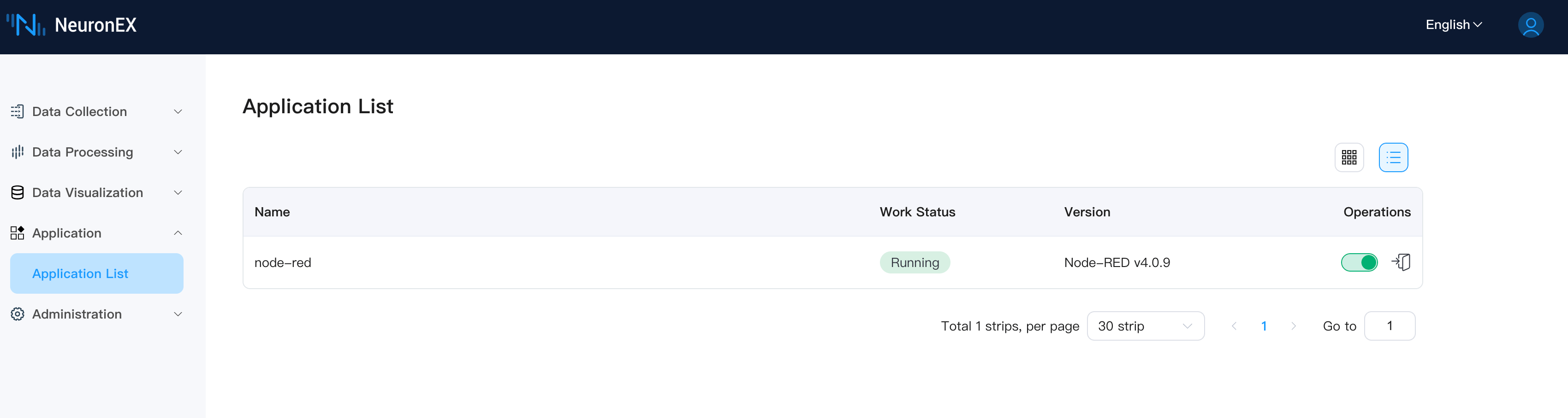 Node-RED display in Application List