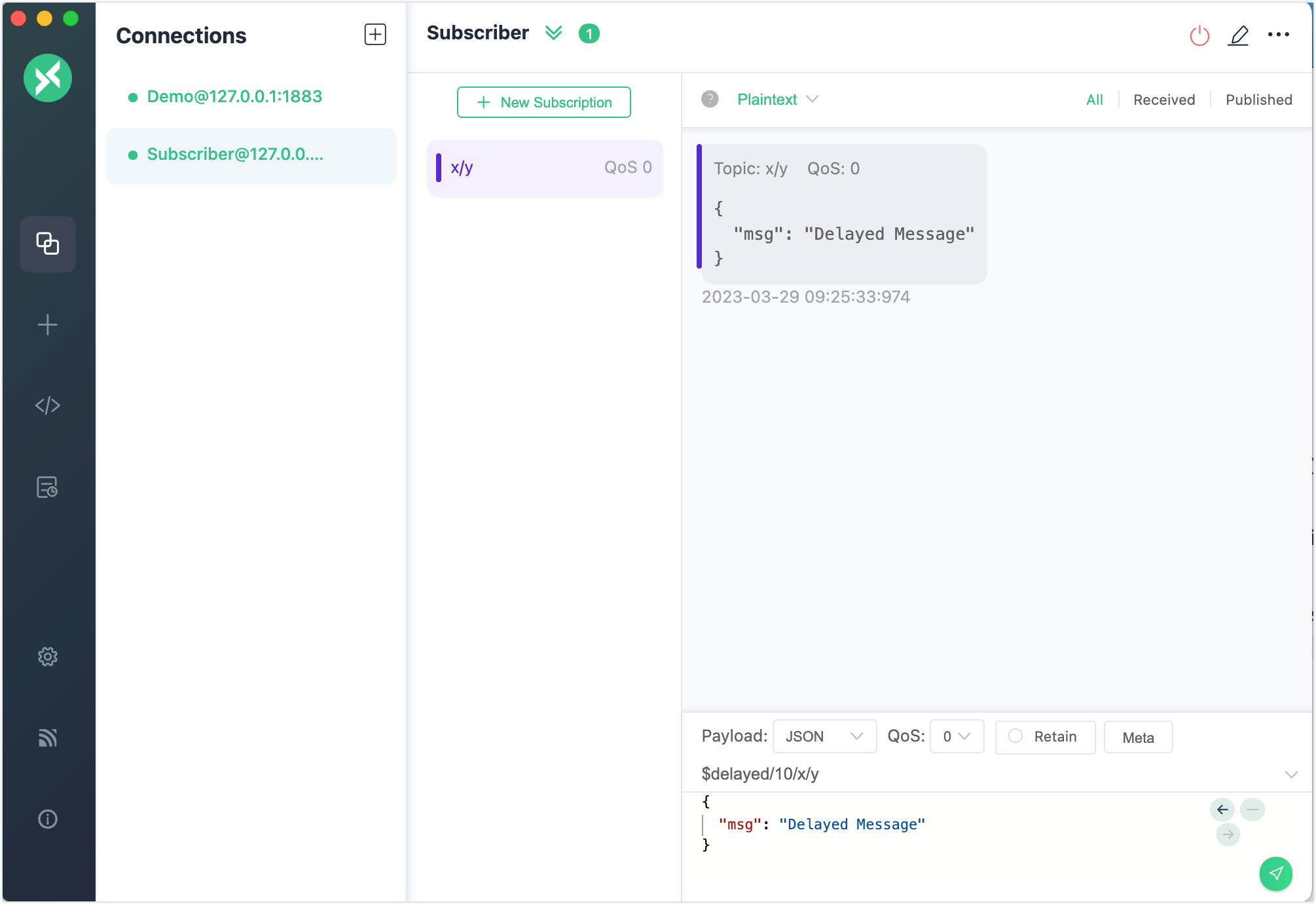 遅延メッセージの受信