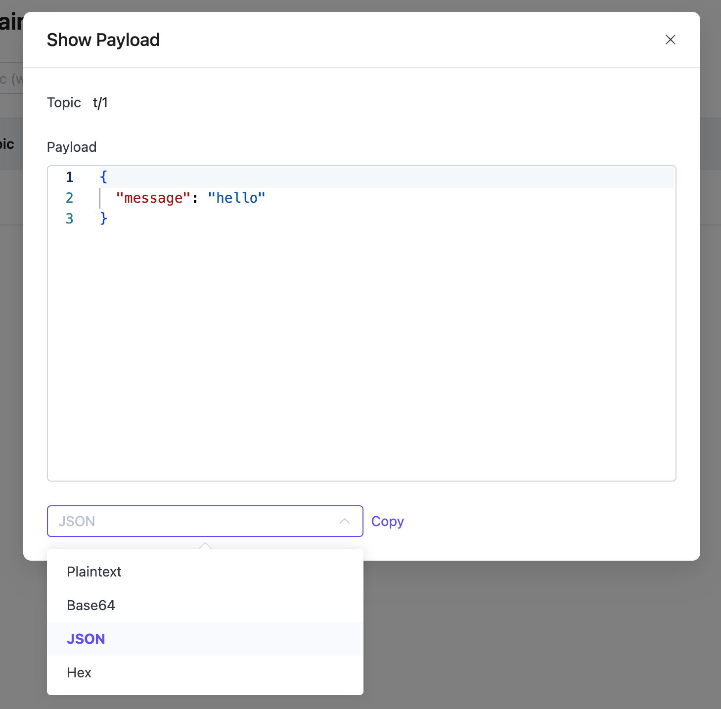 保持メッセージのペイロード表示
