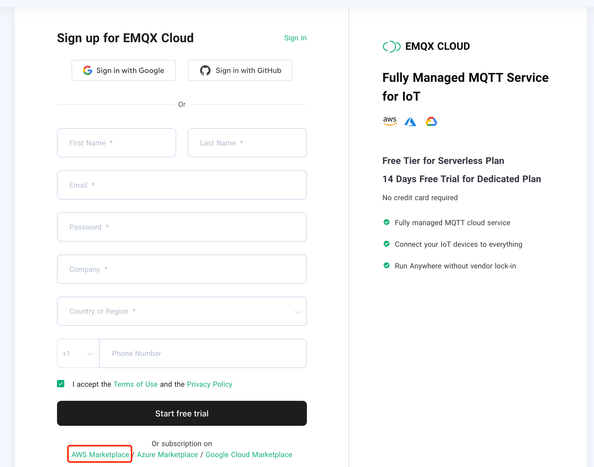 サインアップページ