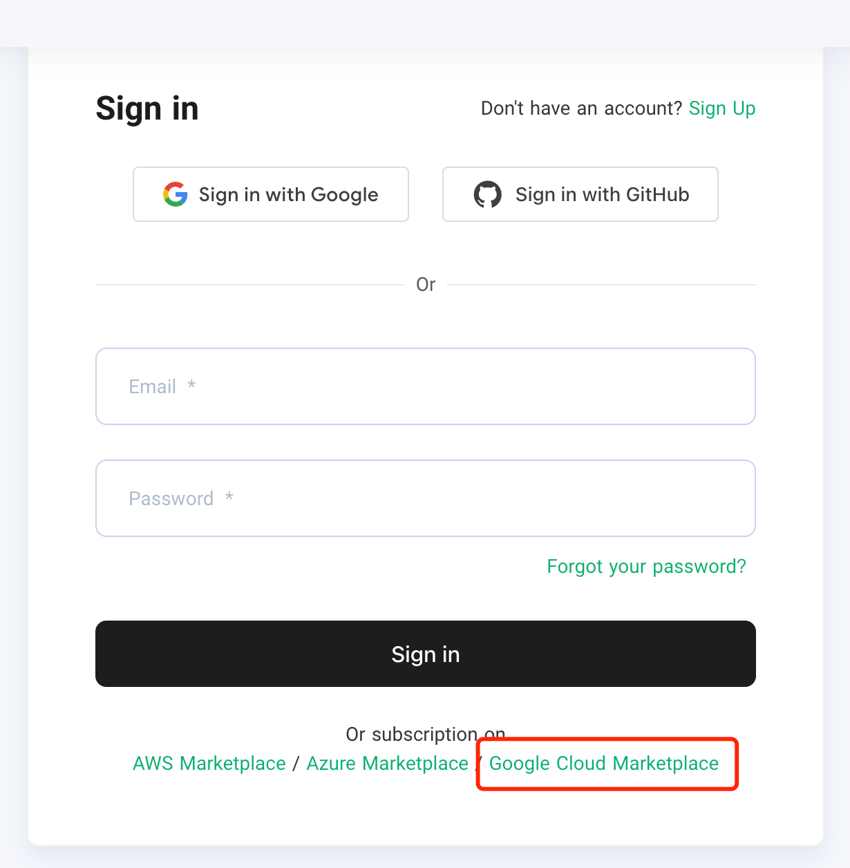 GCPサインアップページ