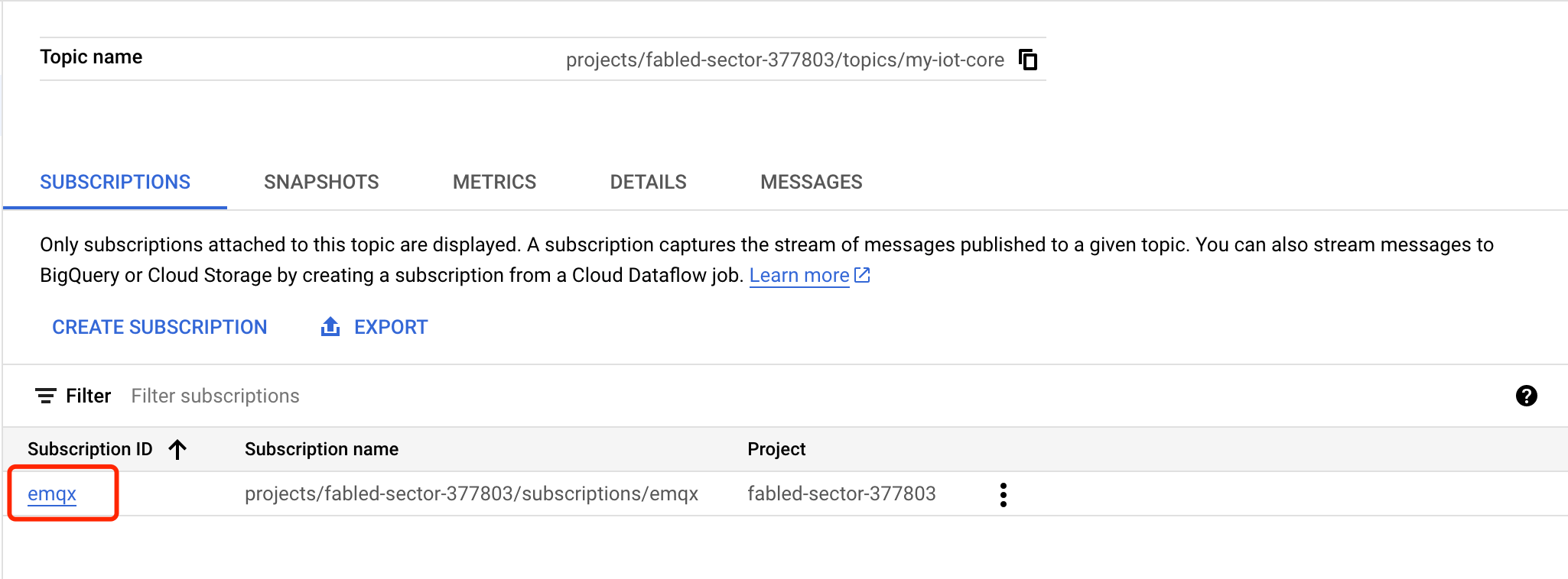 サブスクリプションID
