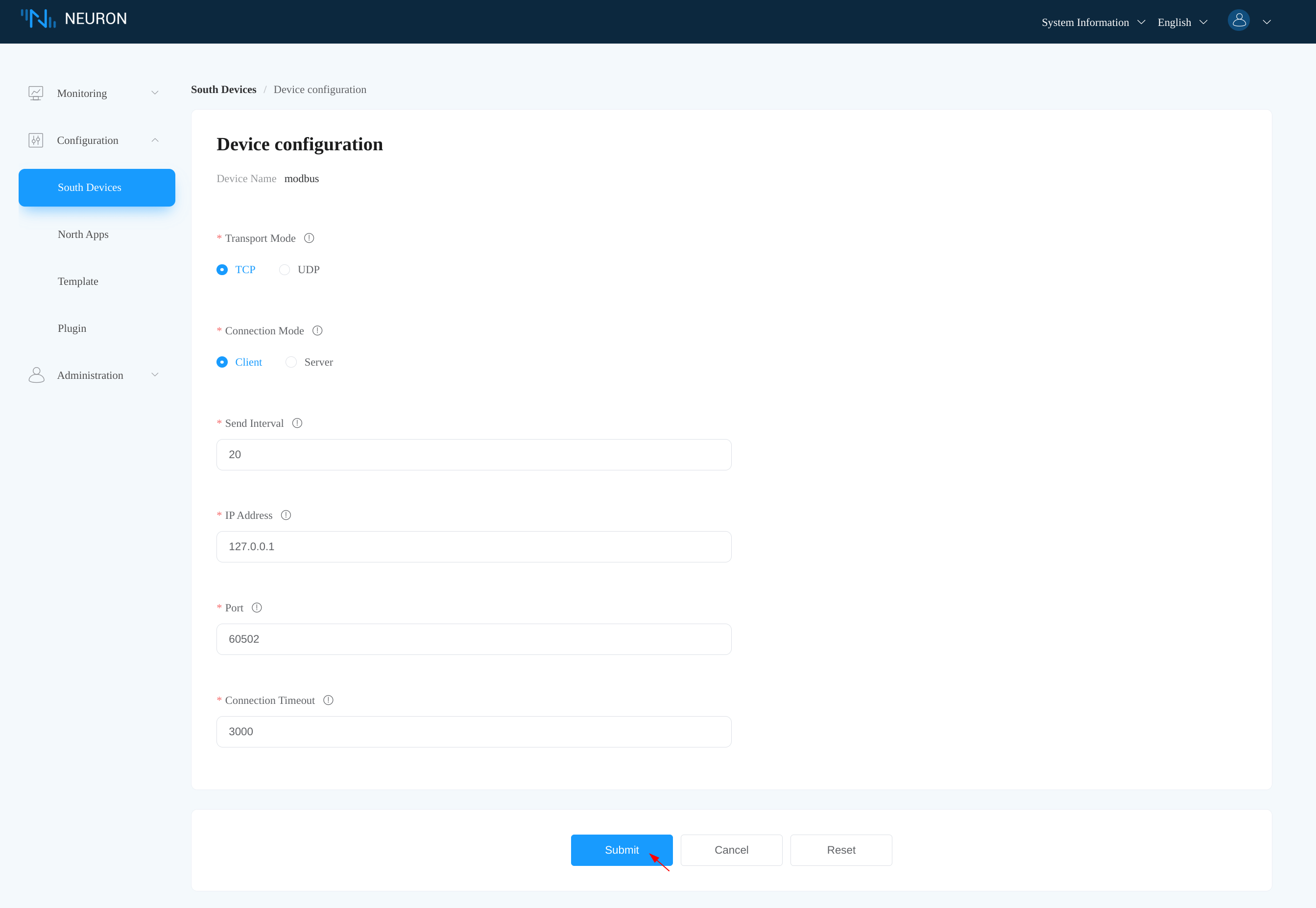 Template device setting