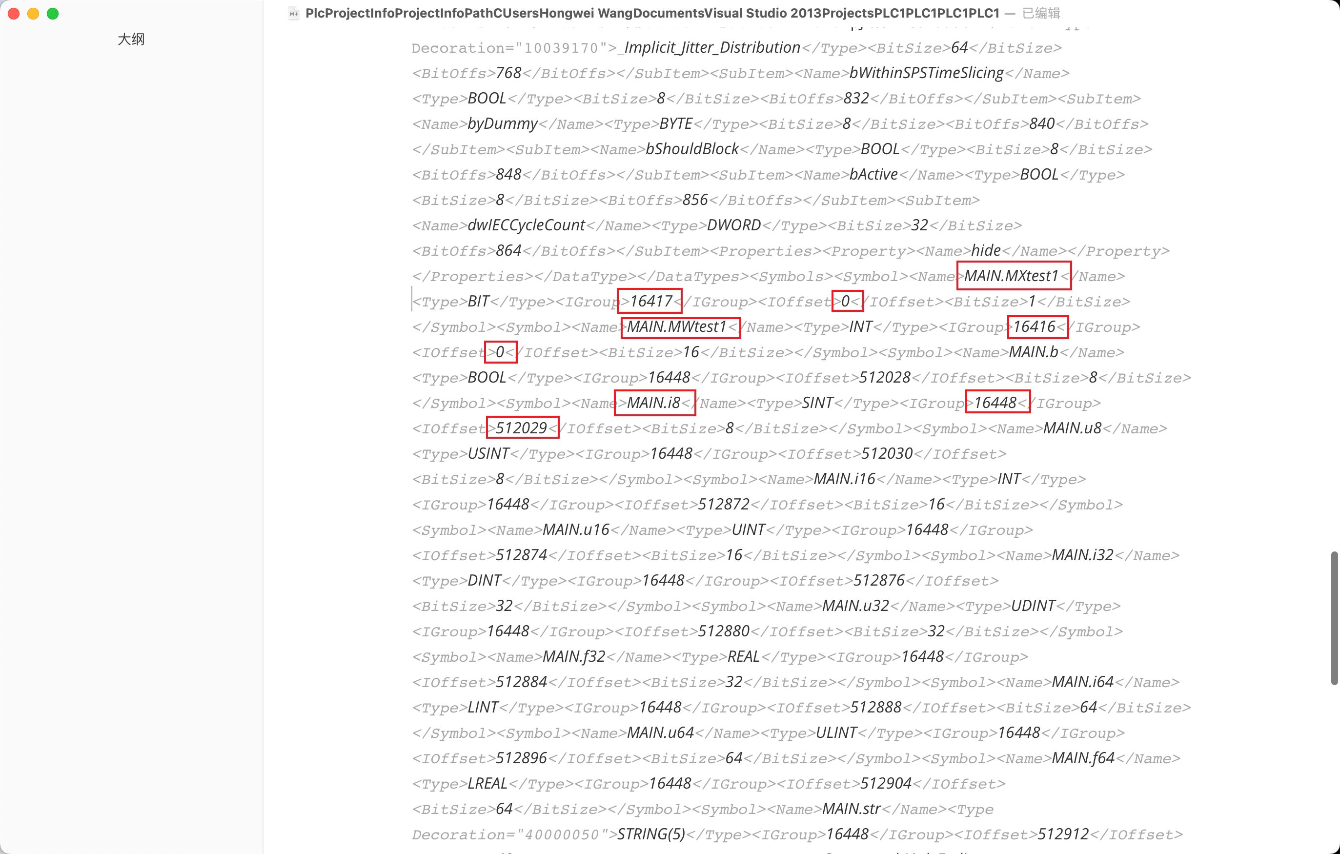 TwinCAT PLC project tpy file content